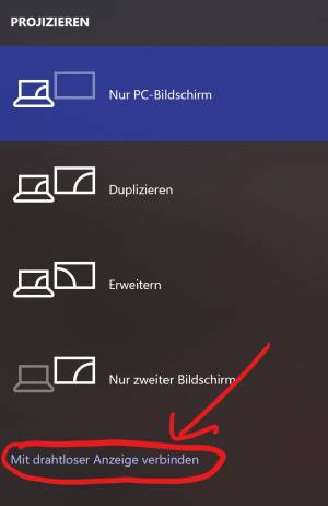 Das Projizieren-Panel von Windows 10 Das Projizieren-Panel von Windows 10